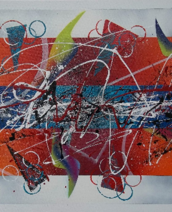 Image 1 of JUGGLING – Artwork by the painter 2Luss'Art - Triptych - Abstract painting, 152 x 61 cm