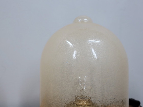 Image 1 of Paar La Murrina koepellampen uit de jaren 70, pulegoso glas en verguld messing