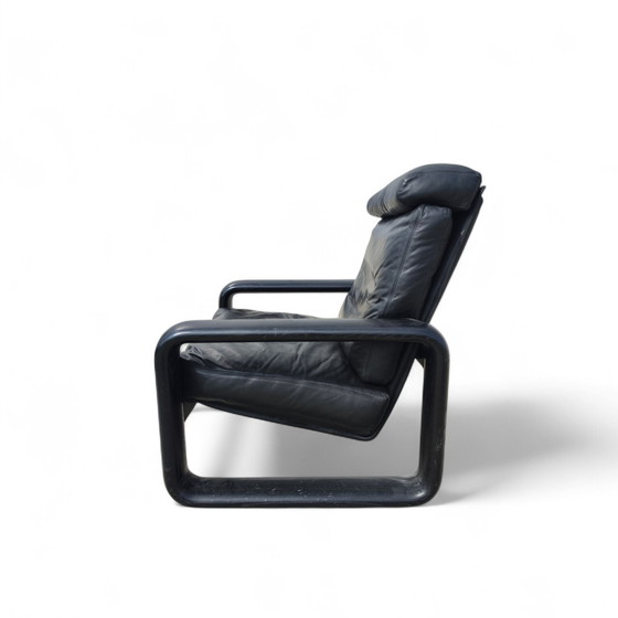 Image 1 of Een paar zwarte leren Rosenthal fauteuils uit de jaren 70.