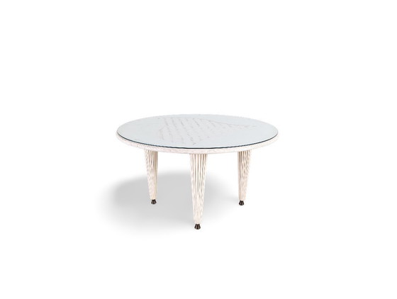 Image 1 of Vintage dining table, boho chic, wickerwork studio Schütz, bamboo, rattan