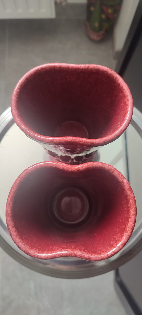 Paire de vases Art Déco en céramique rouge sang de bœuf asymétrique – Objets déco, Ceramic (photo 6 of 13)