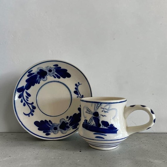 Tazzina e Piattino da Caffè Espresso con Mulino Blu di Delft Olandese Dipinti a Mano – Delft Blue (photo 4 of 9)