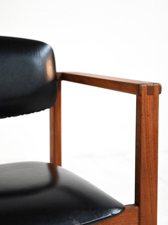 Image 1 of Teak and leather chair, Denmark 1960s