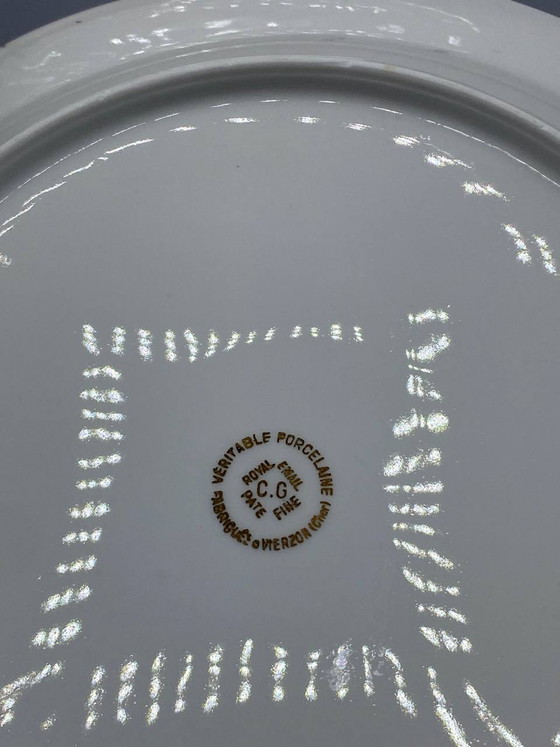 5 Royal C.G. Vierzon Porcelain Flat Plates, Painted Floral Decor – Decorative Objects, Gold (photo 3 of 4)