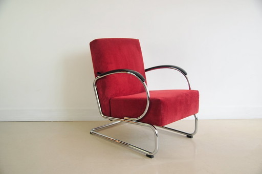 Fauteuil rouge vin Gispen 407
