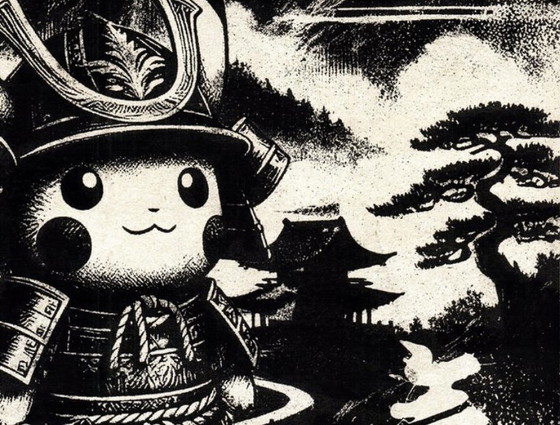 Image 1 of Illustration de Pikachu (Pokémon) en route vers le soleil levant