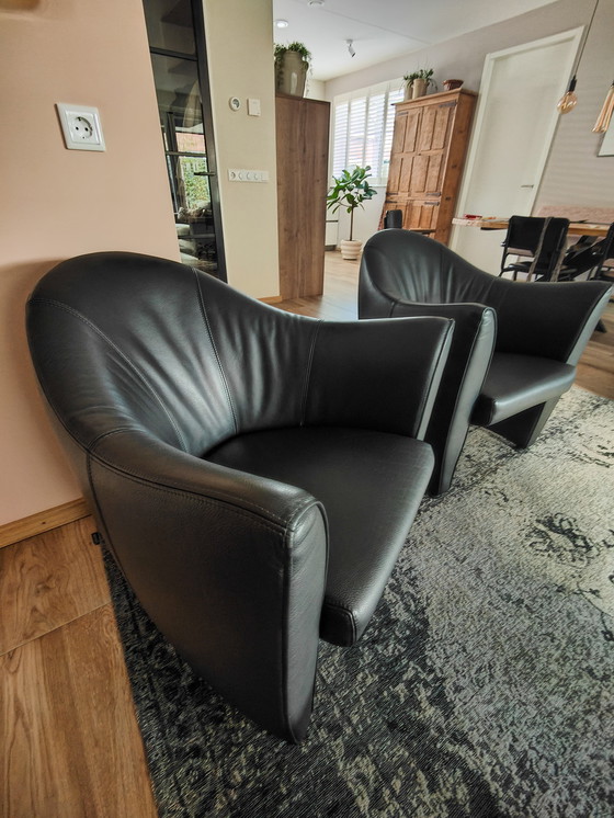 Image 1 of Leolux Sjamaan 2 stuks zwart leder