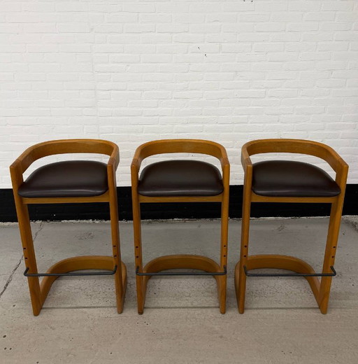 Juego de 3 taburetes de bar estilo Willy Rizzo – krukjes, Wood (photo 2 of 10)
