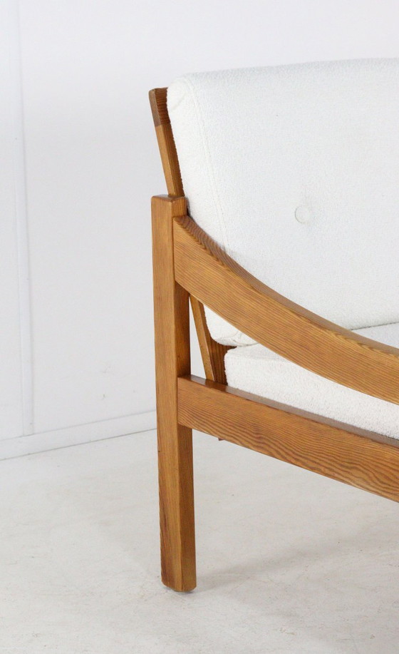 Image 1 of Ensemble de 2 fauteuils vintage en pin/hêtre « Gassel », récemment retapissés.