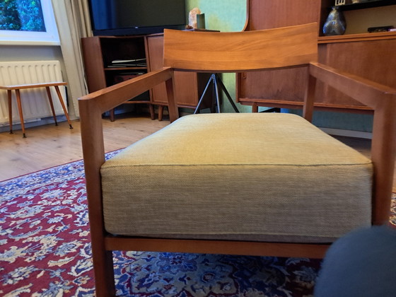 Scandinavische Fauteuil Met Olijfgroene Stoffering – Myka Home, Textile, Wood (photo 7 of 9)
