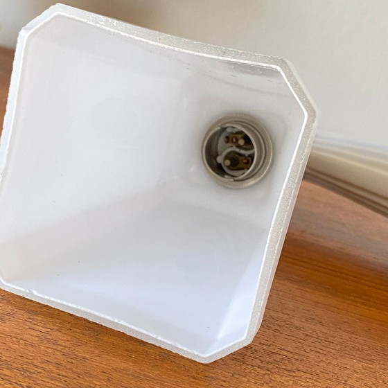 Image 1 of Art Deco ceramic wall sconce with swan neck and opaline glass