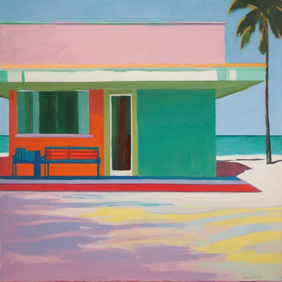 Miami Beach Serie – Mid Century Pop Art | 3-teilig | Fine Art Leinwand | 3 × 40 × 40 cm | Museum-Keilrahmen 5 (photo 3 of 5)