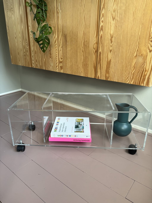 Vintage television cabinet made of plexiglass