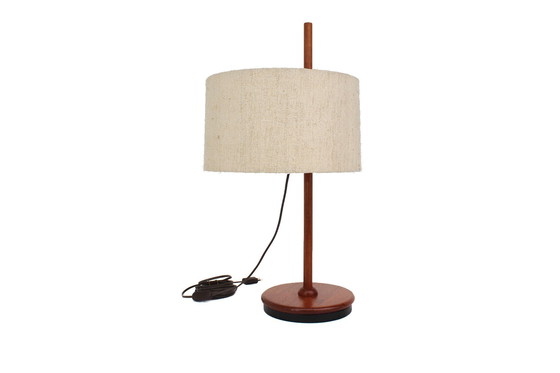 Image 1 of as new! DOMUS Danish Mid - Century eccentric Teak Table Lamp, Vintage Table Lamp with adjustable Lampshade