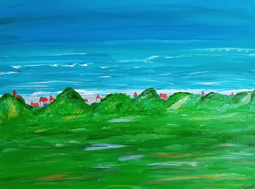 Painting landscape on the coast