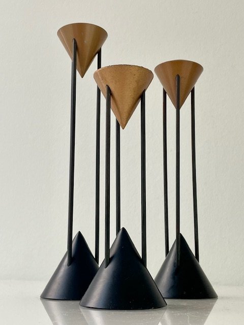 Set of 3 Postmodern Candlesticks by Markus Borgens - Memphis Design 1980s
