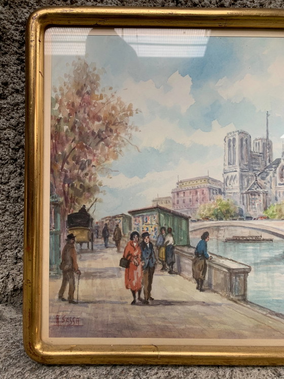 Paar aquarellen van Aldo Sessa, Schilderijen & Tekeningen (foto 6 van 7)