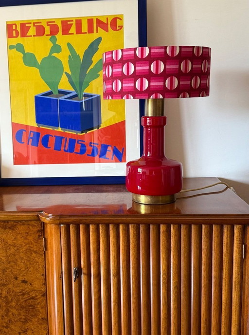 Space Age red glass table lamp, Italy 1960s