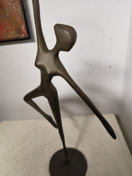 Vintage Modernist Brass Sculpture Ballerina – Beautiful Patina – 1980s (photo 6 of 10)