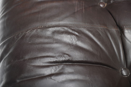 Image 1 of Afra & Tobia Scarpa “Soriana” 3-Seater Sofa in Dark Chocolate Leather - Cassina.