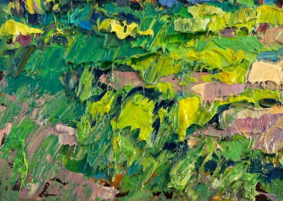 Image 1 of Original Oil Painting Summer Nature Landscape House in the village