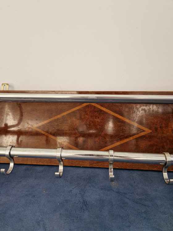 Image 1 of Vintage coat rack wood chrome - art deco 1930s gispen style