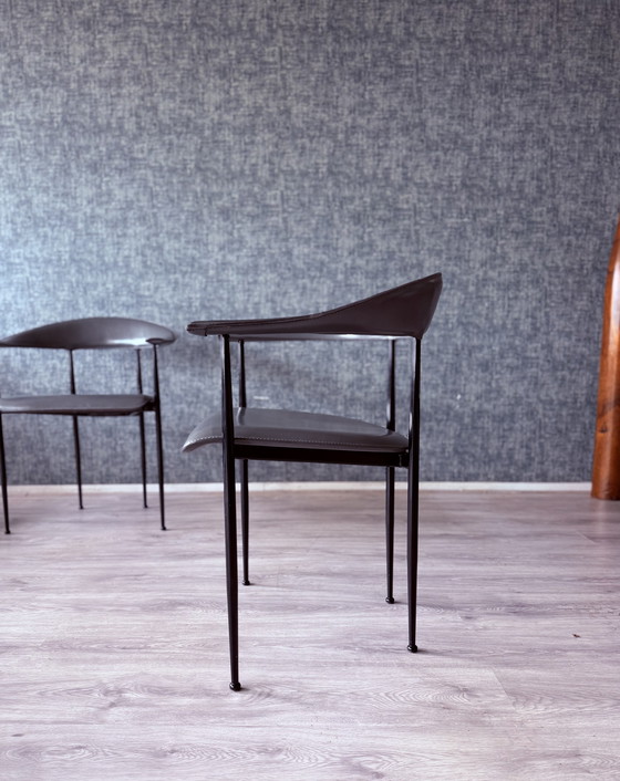 Image 1 of 4x poltrone vintage in pelle Fasem p40, Vegni & Gualtierotti, anni '90