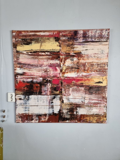 Frances Eckhardt - 100x100 cm hand-painted abstract colorful painting modern contemporary art