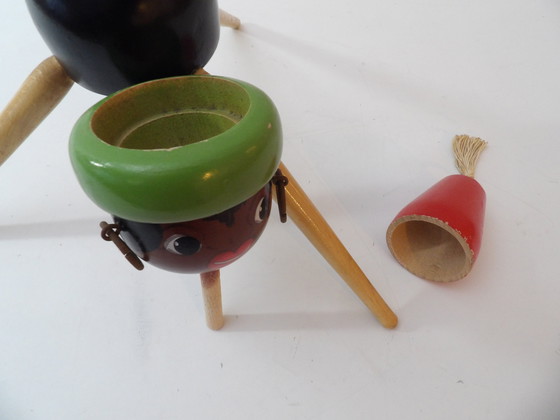 Image 1 of Vintage Wood "Moroccan boy with Fez" Child's Valet Made in France