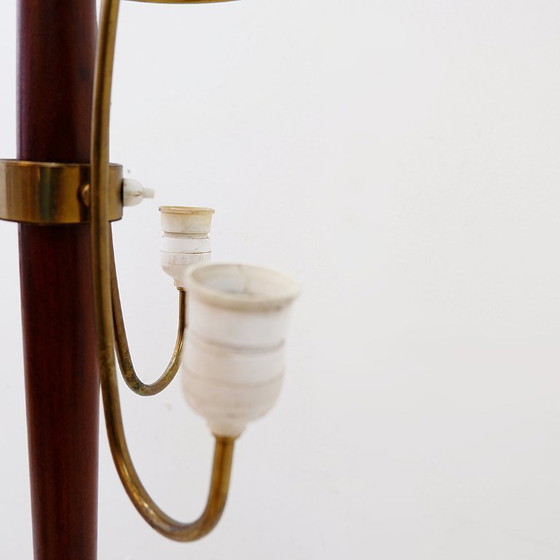 Image 1 of Three-arm tripod floor lamp with opaline glass, attributed to Stilnovo - 1950s