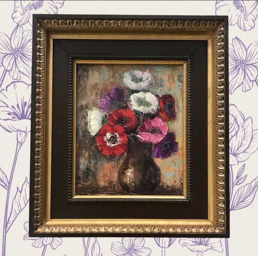 Oil on canvas bouquet of flowers