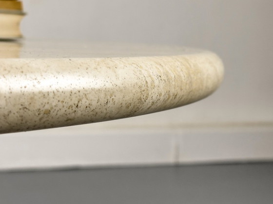 Image 1 of Tavolino da caffè circolare in travertino vintage, anni '70