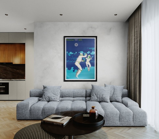 Image 1 of ⚔️ Monaco 1972 – Fechten (Scherma) – Poster originale A0 di Otl Aicher | 118,9×84,1 cm| Plakat | Germania occidentale