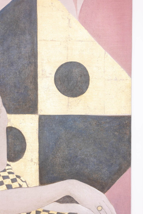 Image 1 of Geschilderd canvas met een elegante vrouw in jaren 1950 stijl. Eigentijdse stijl.