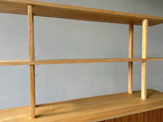 Image 1 of Mid Century wandmeubel / Japandi stijl/ massief essenhout / teak fineer