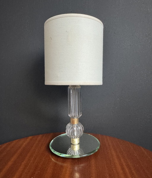 Kleine Art-Deco-Lampe aus Glas und Messing