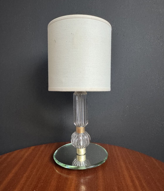 Image 1 of Kleine Art-Deco-Lampe aus Glas und Messing