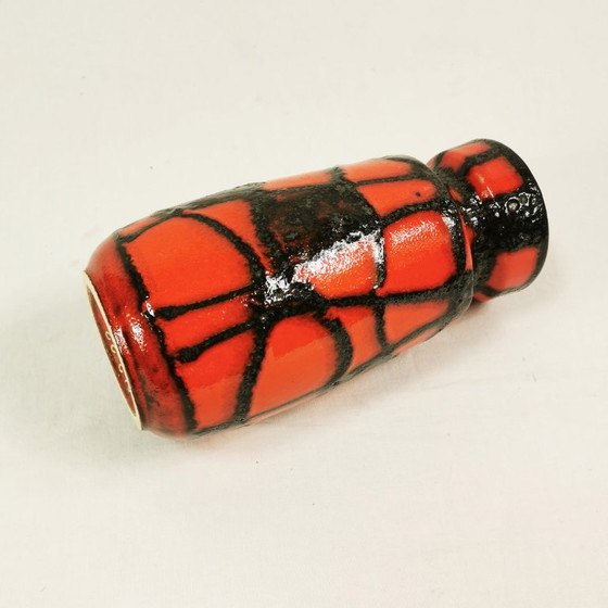 Fat Lava Keramikvase, Scheurich Keramik 242-22 "Spiderweb", 1960er Jahre, Vasen, Schwarz (Foto 5 von 11)