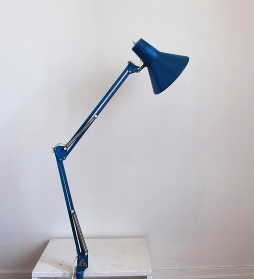 Lampe d'atelier d'architecte articulée à pince Twist T1 bleu clair 