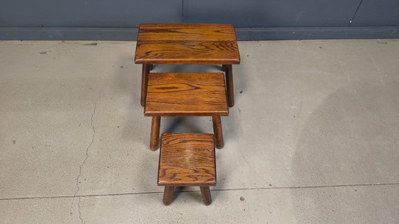 Image 1 of Vintage brutalistische bijzettafels uit de jaren 60.