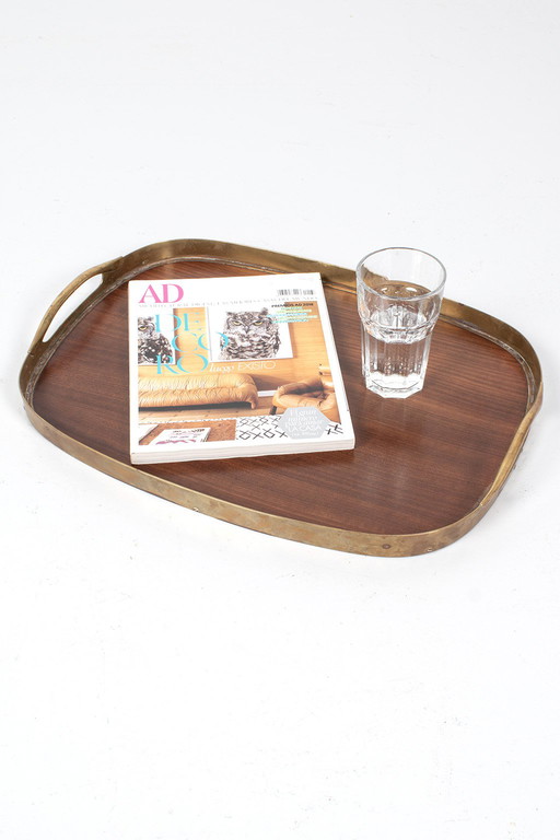 Vassoio in legno con ottone