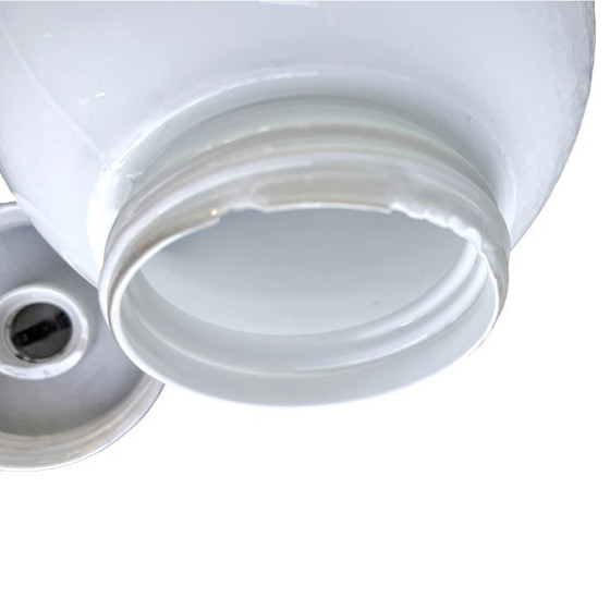 Image 1 of Industriële wandlamp, wit, glas, FOTON, Polen, jaren 1960.