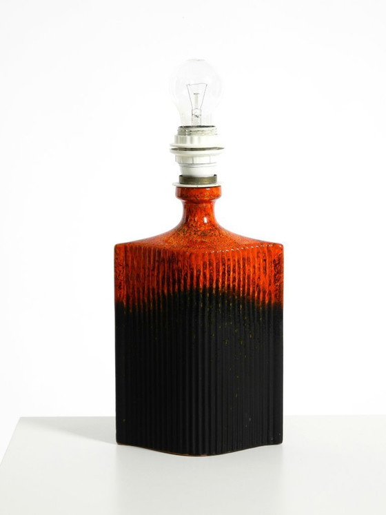 Image 1 of Unique 1960s ceramic table lamp in red and black by Kaiser Leuchten