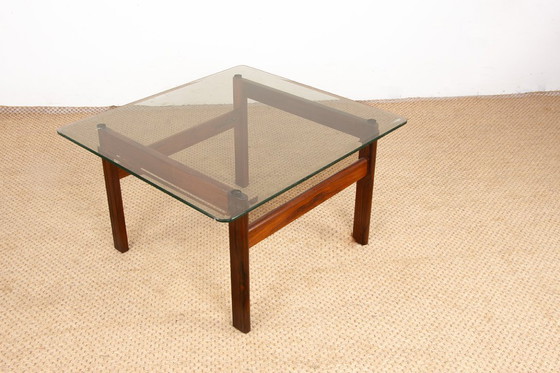 Image 1 of Danish Coffee Table in Rosewood and Glass by Arne Wahl Iversen 1960.