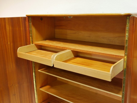 Image 1 of Vintage hallway cabinet / multi-purpose cabinet / linen cupboard – Mid-century walnut cabinet, 1960s, Germany