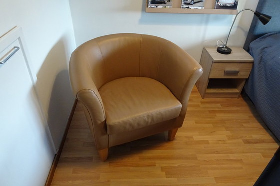 Image 1 of Fraaie Clubfauteuil in kwaliteits leer - mokka