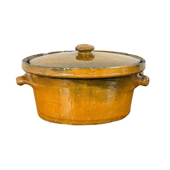 Casseruola antica francese in terracotta con coperchio, Accessori da cucina, Ceramica, Marrone, Vintage (foto 3 di 12)