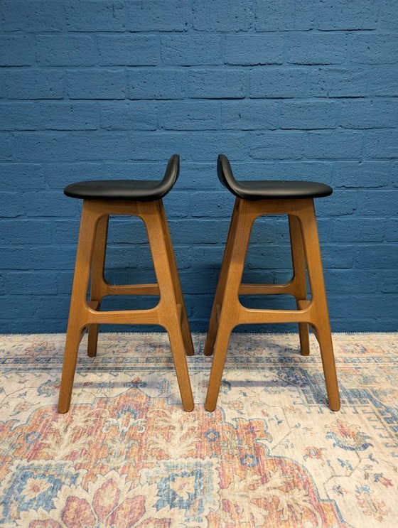 Image 1 of 2x Taburetes de bar retro Erik Buch, modelo 61, Hammel Møbelfabrik
