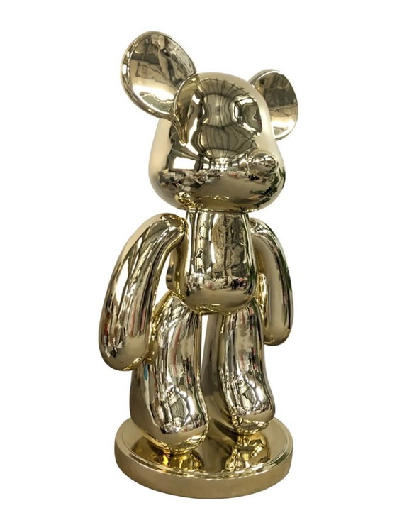 Image 1 of Fiberglass Sculpture - Brick Bear Figure - Gold