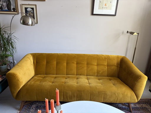 Homestock velvet sofa gold/yellow